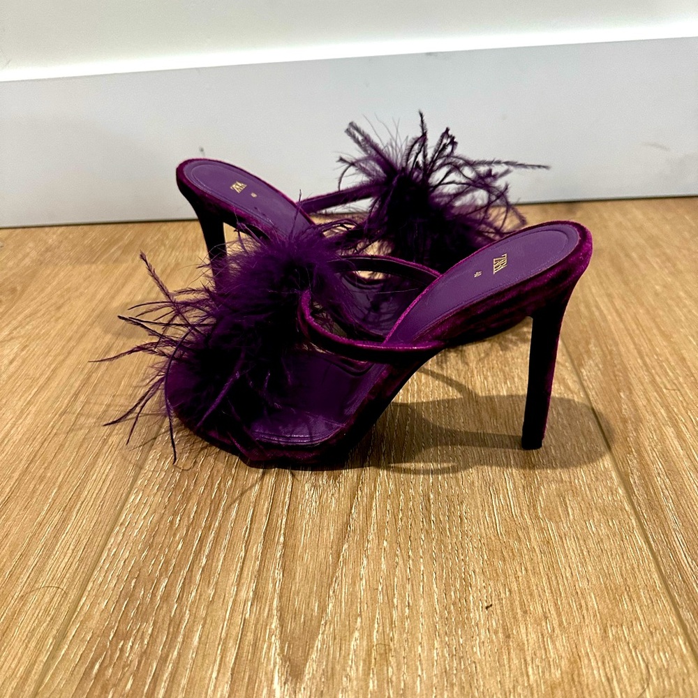 Zara feather heels
